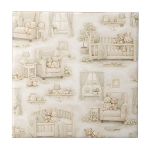 Neutral Nursery Teddy Bear Room Beige Pattern Ceramic Tile
