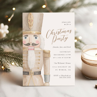 Neutral Nutcracker Elegant Christmas Party Invitation