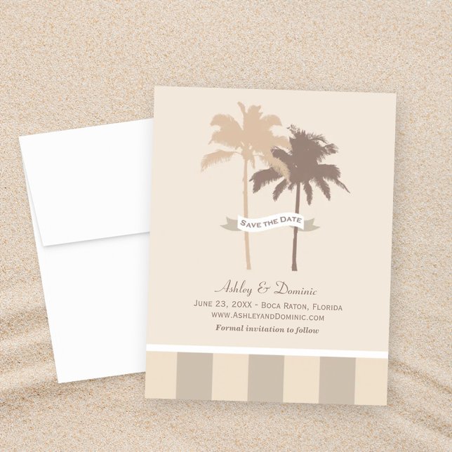 Neutral Palm Tree Beach Wedding Save The Date (Creator Uploaded)