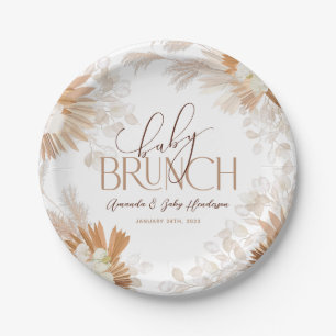 Neutral Pampas Baby Brunch Baby Shower Paper Plate