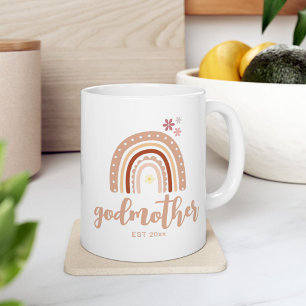 Neutral Pastel Boho Rainbow Godmother Established  Coffee Mug