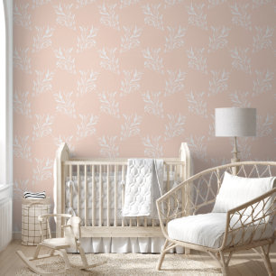 Neutral Peach Trellis Botanical pattern Wallpaper