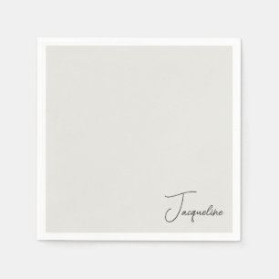 Neutral Personalised Script Name Shower Cocktail Napkin