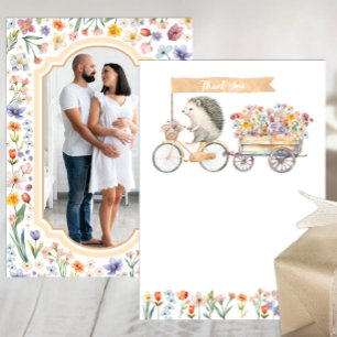 Neutral Photo Thank You – Hedgehog Baby Shower  Card