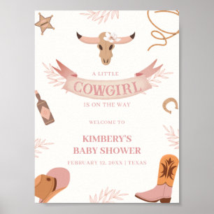 Neutral Pink Boho Cowgirl Baby Shower Welcome Poster