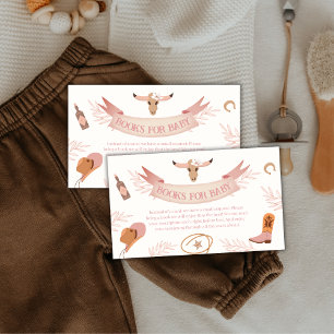 Neutral Pink Boho Wild Cowgirl Books Baby Shower Enclosure Card
