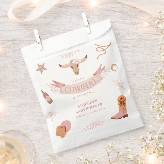 Neutral Pink Boho Wild West Cowgirl Baby Shower Favour Bag (Clipped)