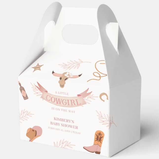 Neutral Pink Boho Wild West Cowgirl Baby Shower Favour Box (Front)
