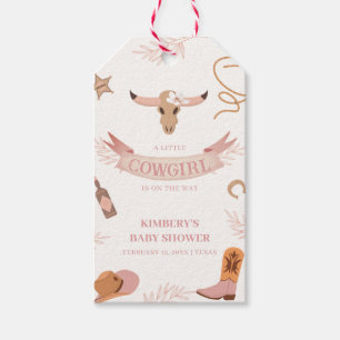 Neutral Pink Boho Wild West Cowgirl Baby Shower Gift Tags