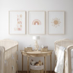 Neutral Pink Sunshine Rainbow Girl Nursery Decor<br><div class="desc">Brighten up your little one's space these matching 'you are my sunshine',  rainbow,  and sun nursery prints.</div>