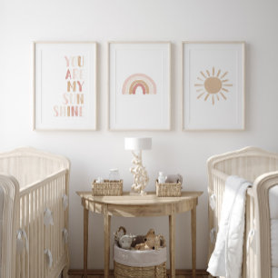 Neutral Pink Sunshine Rainbow Girl Nursery Decor