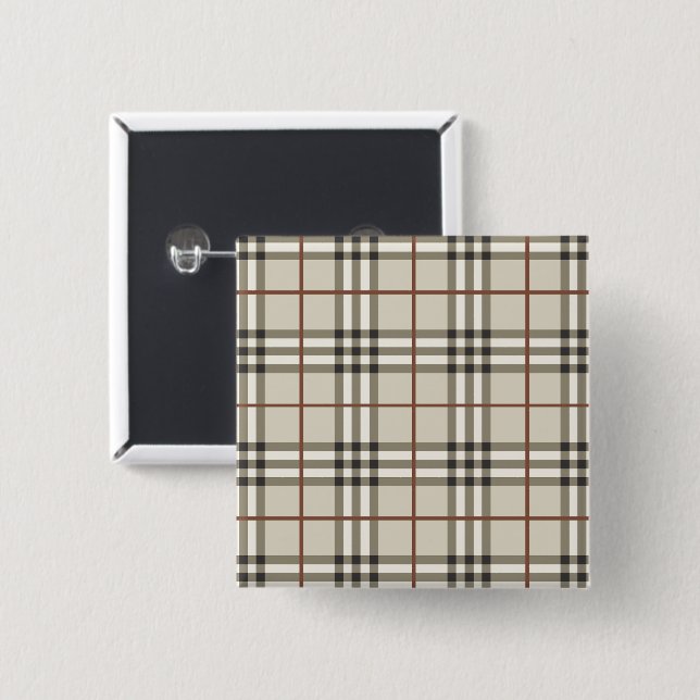 Neutral Plaid Cosy Classic Pattern 15 Cm Square Badge (Front & Back)