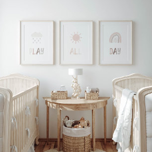 Neutral play all day set of 3 art print