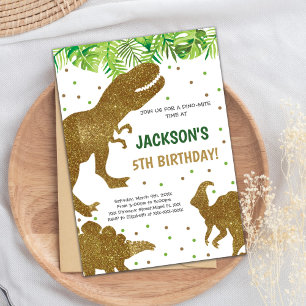 Neutral Printable Dino Theme Invitation