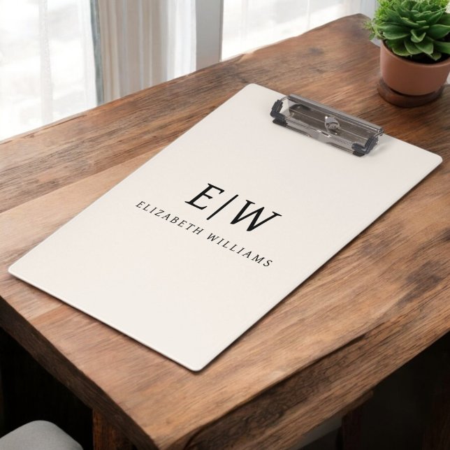 Neutral Professional Simple Monogram Minimalist Clipboard (Creator Uploaded)