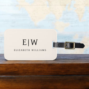 Neutral Professional Simple Monogram Minimalist Luggage Tag