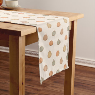 Neutral Pumpkin Boho Beige Halloween Fall Muted Short Table Runner