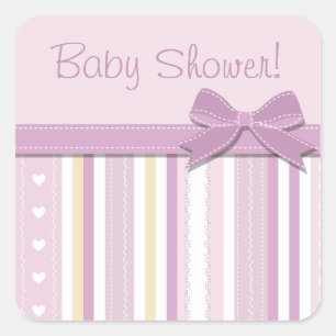 Neutral Purple Baby Shower Square Sticker