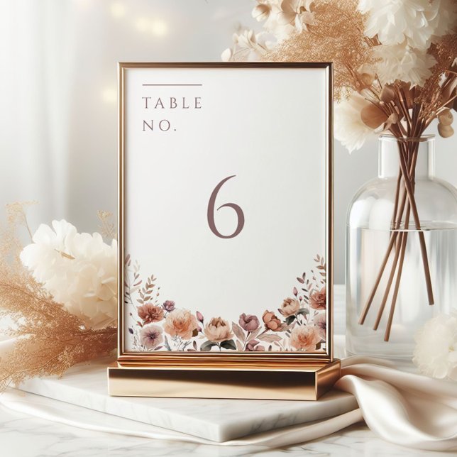 Neutral Purple Floral Wedding Table Number Sign (Creator Uploaded)