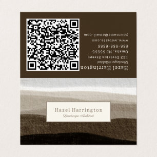 Neutral QR Code Folded Business Card Brown Tan