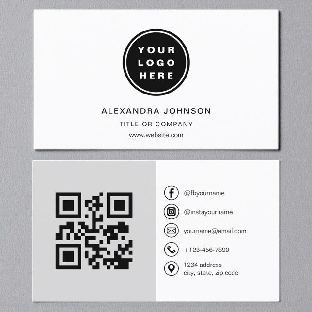 Neutral QR Code Social Media Business Card (Creator Uploaded)