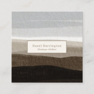 Neutral QR Code Square Business Card Brown Tan