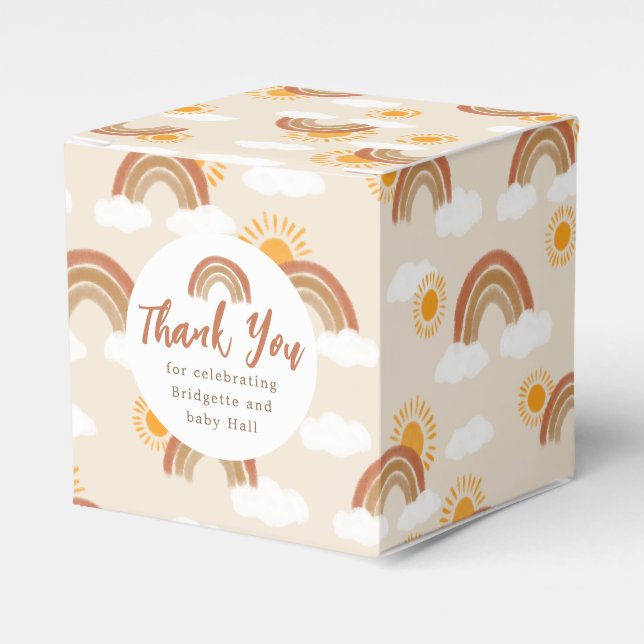 Neutral Rainbow Boho Favour Box (Front Side)