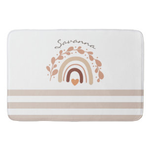 Neutral Rainbow Custom Name Baby Shower  Bath Mat