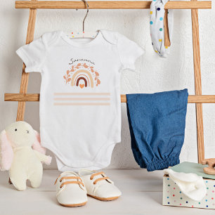 Neutral Rainbow Custom Name Baby Shower  Bodysuit