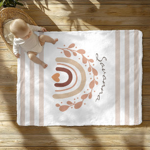 Neutral Rainbow Custom Name Baby Shower  Fleece Blanket