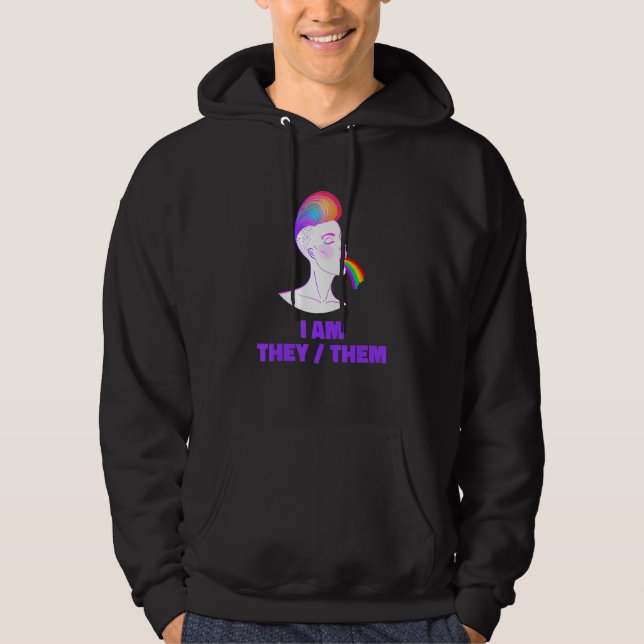 Neutral Rainbow Pride Genderless - Non Binary Gend Hoodie (Front)
