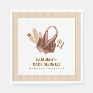 Neutral Rustic Boho Cactus Cowgirl Baby Shower Napkin