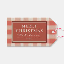 Neutral Rustic Red & Cream Plaid Gingham Christmas