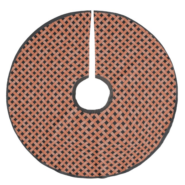 Neutral Rustic Wicker Orange on Custom Brown Brushed Polyester Tree Skirt (Front)
