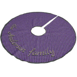 Neutral Rustic Wicker Purple with Custom Text Brushed Polyester Tree Skirt