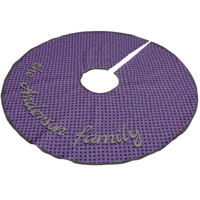 Neutral Rustic Wicker Purple with Custom Text Brushed Polyester Tree Skirt (Angled)