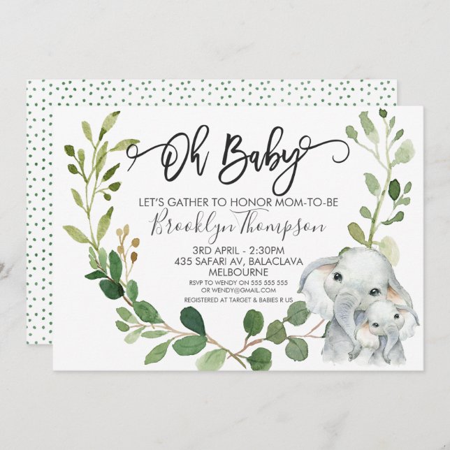 Neutral Safari Animals Baby Shower Invitation (Front/Back)