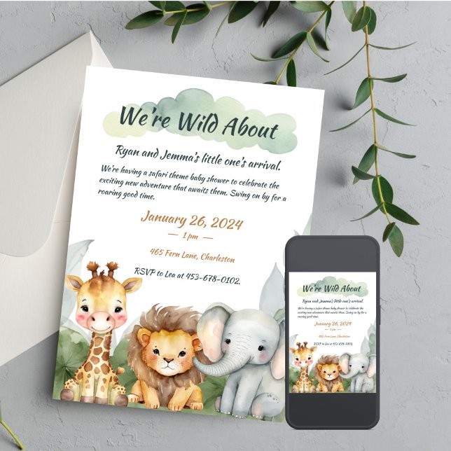 Neutral Safari Baby Shower Invitations (Creator Uploaded)
