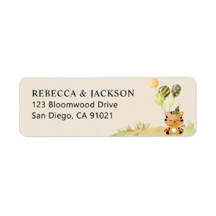 Neutral Safari Jungle Party Return Address Sticker