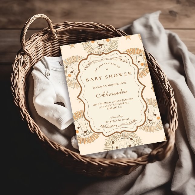 Neutral Safari Lion Baby Shower Invitation (Creator Uploaded)