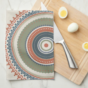 Neutral Sage Blue Multi Mandala Tea Towel