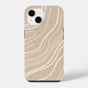 Neutral Sand Wave Minimalist Modern Personalised  iPhone 14 Case