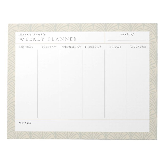 Neutral Scallops Family Weekly Planner Notepad (Front)