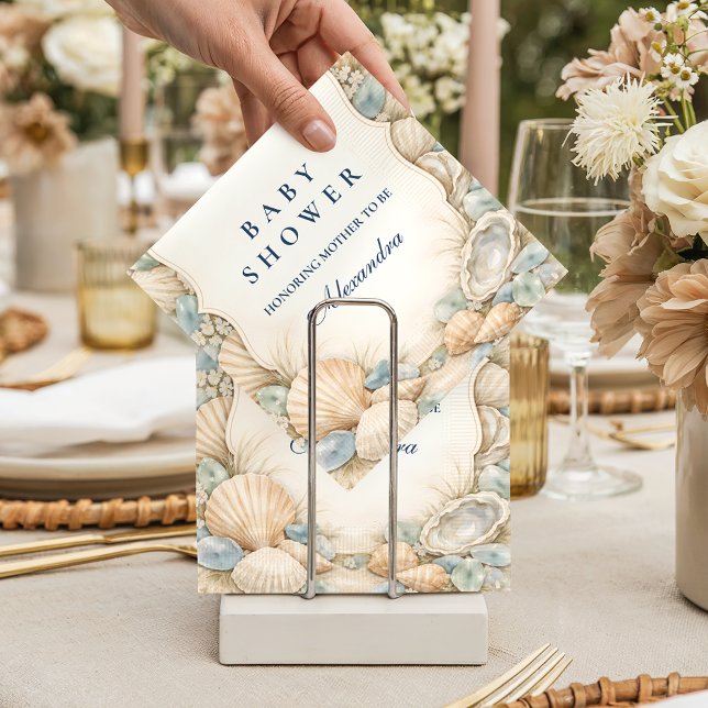 Neutral Seaside Shells Baby Shower Napkin (Creator Uploaded)
