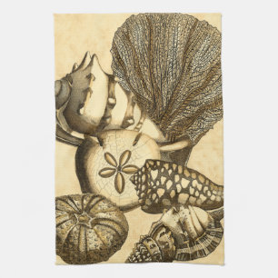 Neutral Shells and Coral Collection Tea Towel