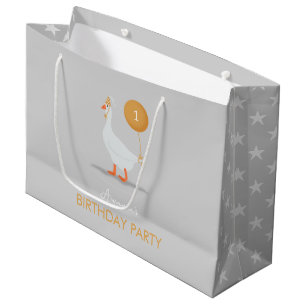 Neutral Silly Goose 1st Birthday Party Large Gift Bag