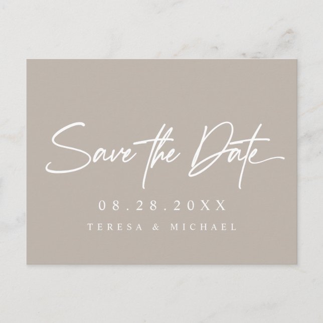 Neutral Simple Custom Engagement Wedding Postcard (Front)