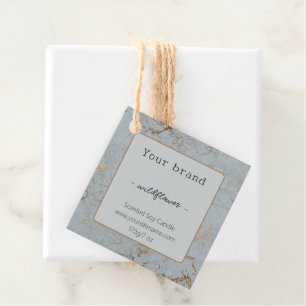 Neutral Simple Grey Gold Marble Candle Product Favour Tags