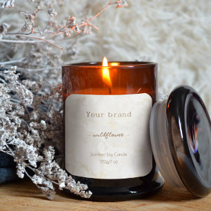 Neutral Simple Marble Beige Candle Product Label