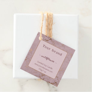 Neutral Simple Rose Gold Marble Candle Product Tag